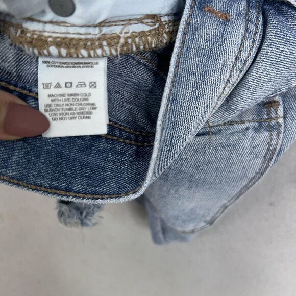 Free People Shorts Womens 26 Distressed Frayed Hem Low Rise Denim Button Fly - Picture 5 of 14